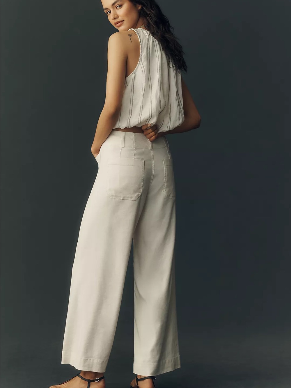 Maeve Colette European Linen Stretch High-Rise Wide-Leg Pants Women’s 30 Petite - Picture 6 of 13